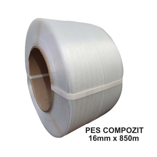 Bandă Pes Nețesută Compozit 16 Mm X 850 M, 450 Kgf