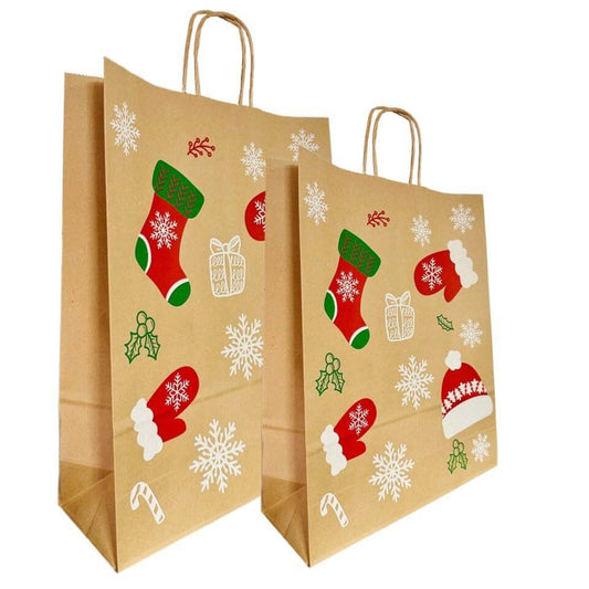 Sacosa natur Xmas - 32x12x41cm - 100 buc